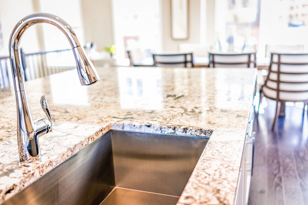 granite countertop on a kitchen island